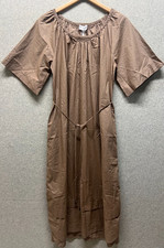 Apiece Apart Womens Tent Dress Brown Smock Scoop Neckline Slender Waist Tie 6
