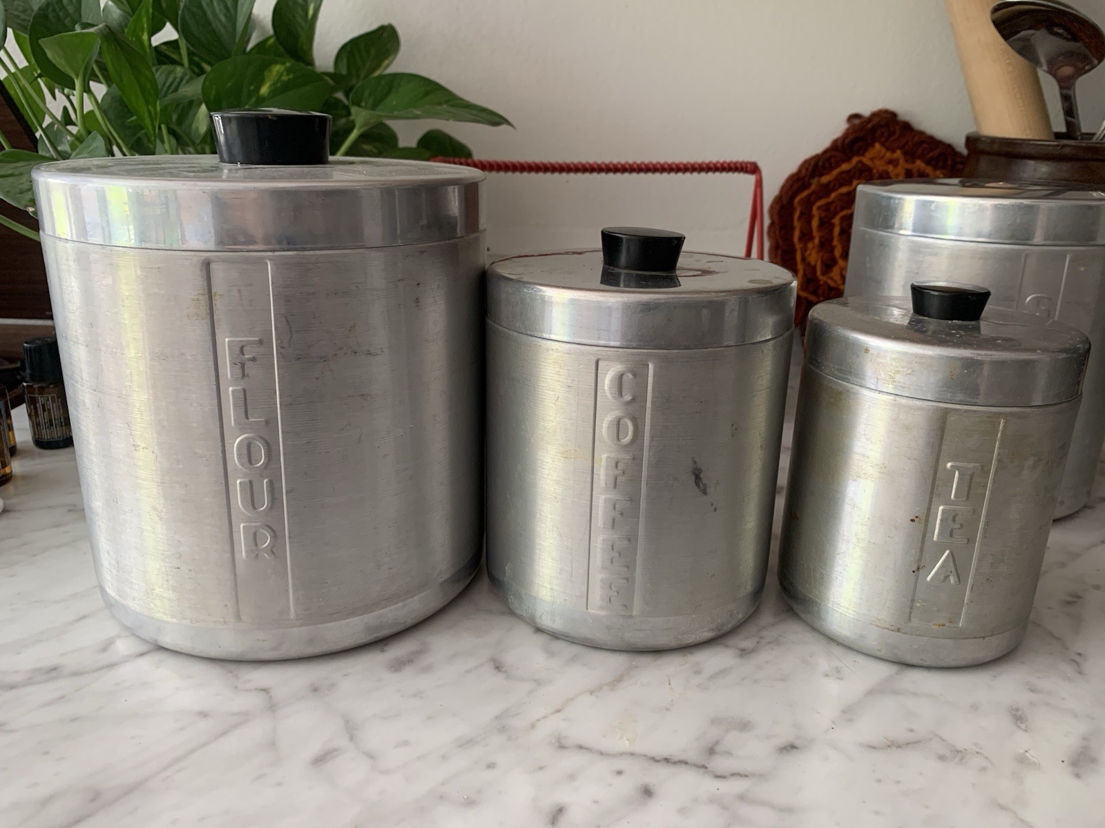 vintage MCM Nesting Tin Canisters Set of 4