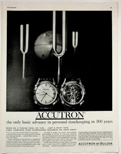 Accutron by Bulova Vintage 1961 Print Ad Tuning Fork Watches