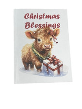 Highland Cow Christmas blank inside Card with envelope western snow theme countr