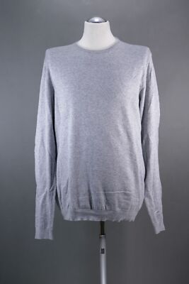 Finshley & Harding Herren Pullover L grau hellgrau Rundhals Slim Baumwolle B163