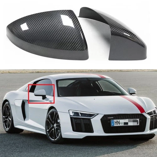 Dry Real Carbon Fiber Side Mirror Cover Cap Add On For Audi TT TTS R8 2015-2021
