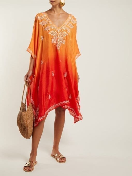 【Juliet Dunn】 Ombreシルク poncho Juliet Dunn Orange Ombre Silk Poncho | eBay
