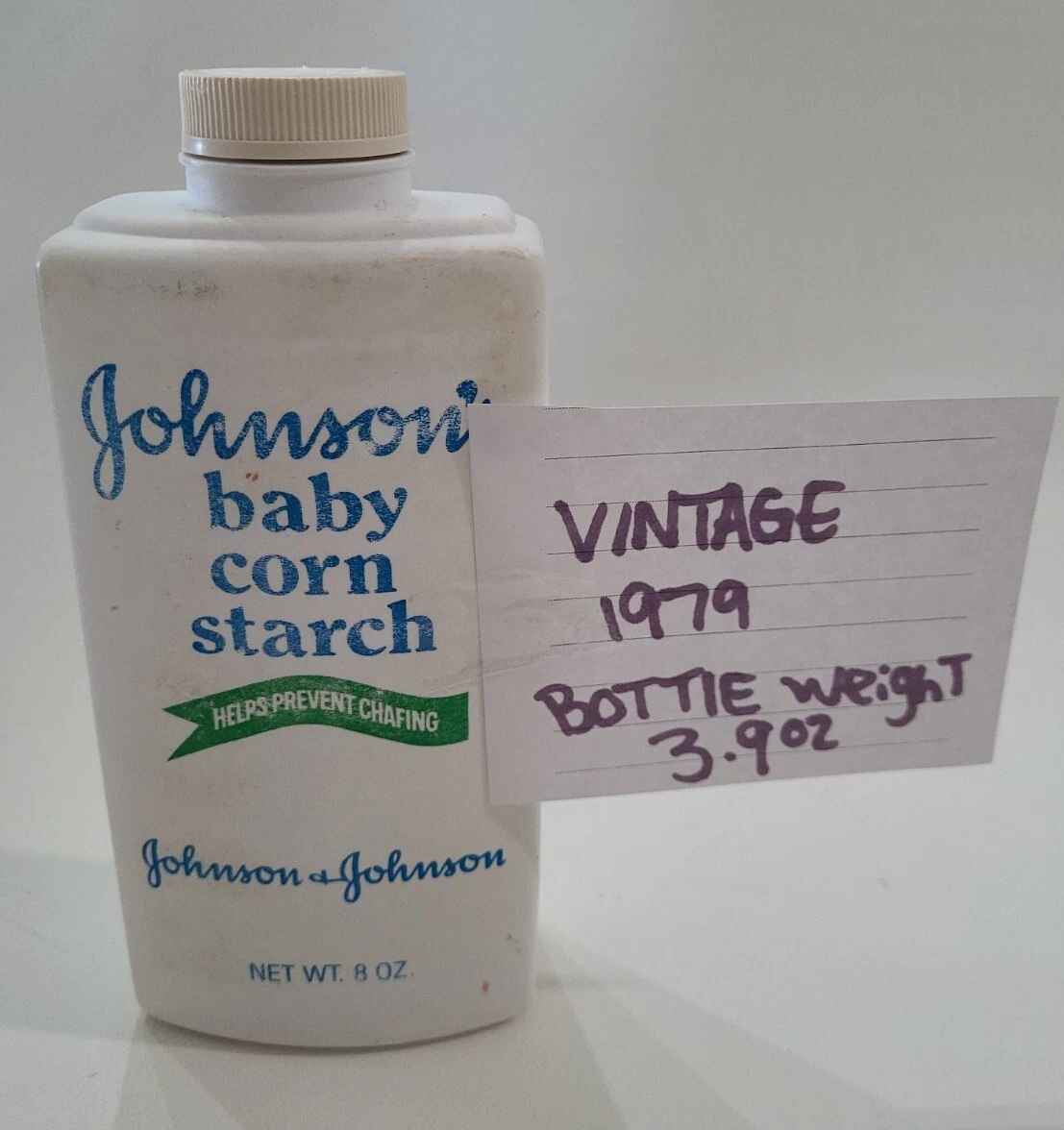 Johnson & Johnson Baby Corn Starch Vintage 1979 Powder Bottle 8oz Movie Prop 3.9