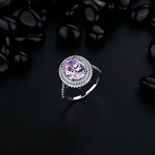 5CTTW Pink Oval Solitaire Ring, Sterling Silver .925 SONA007