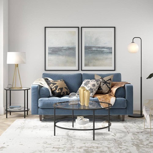 Meyer+Cross End/Side Table 20" Round 1-Shelf Glass, Metal in Blackened Bronze - Picture 6 of 6