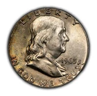 1963 50c Franklin Silver Half Dollar - Neon Original Toning - UNC - SKU-H2864