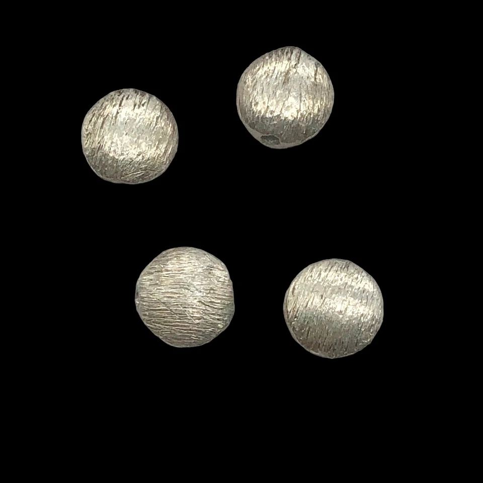 Designer Brushed Solid Sterling Silver Round Flat Beads | 6x2.5mm | 4 Beads | - Image 3 of 4