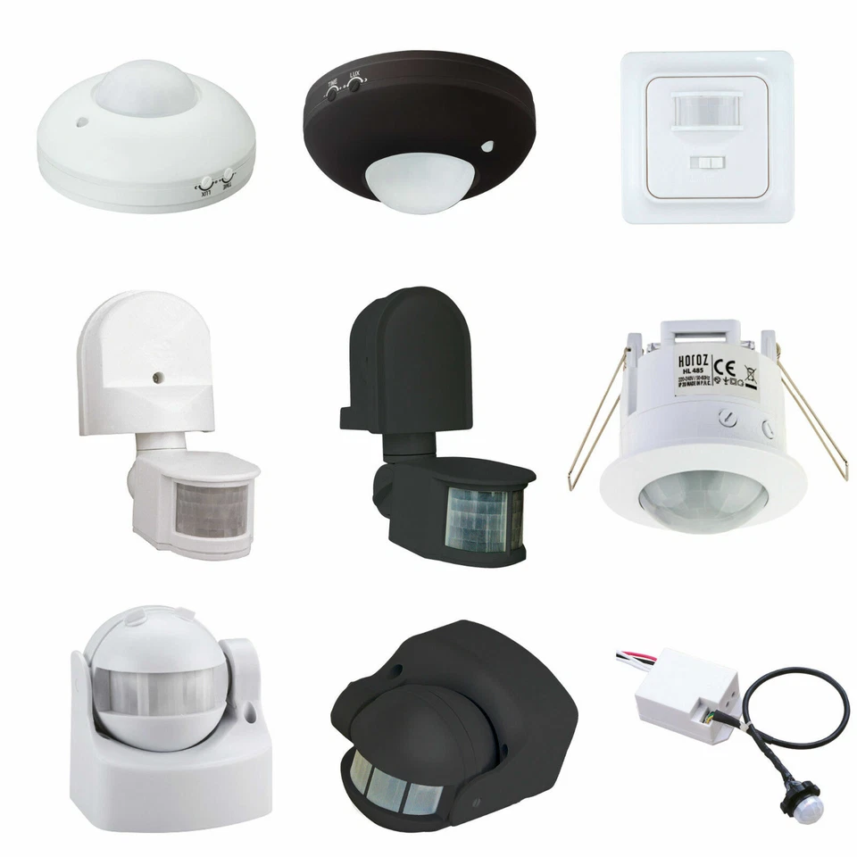 HOROZ ELECTRIC Bewegungssensor Bewegungsmelder Aufputz Unterputz Decke Wand für INNEN + AUSSEN