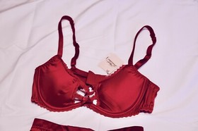 Agent Provocateur Tammi Red, 36C Bra, 2x Thongs & Brief Sz 4 & Suspender Sz. 2
