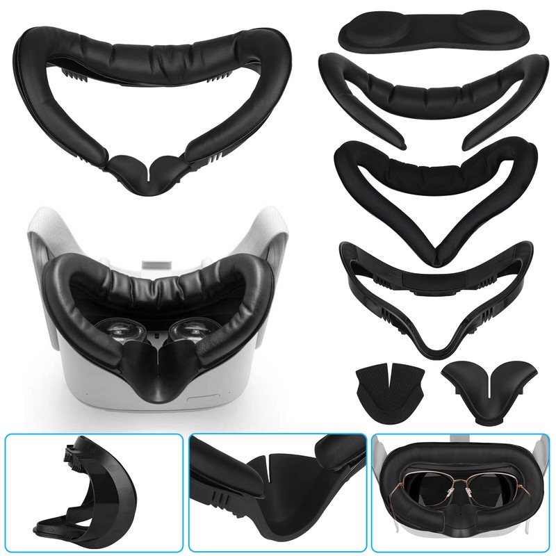 6IN1 Accessories Kit for Oculus Quest 2 VR Eye Face Cover Cushion PU Leather Pad