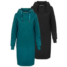 Alife and Kickin Damen Kleid Sweatkleid Pullover lang Shirt vegan Kapuze warm