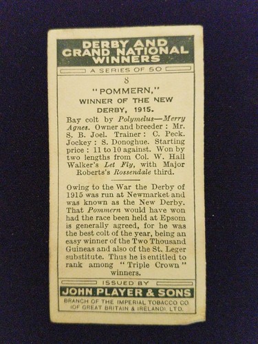 1933 Player & Sons Derby and Grand National Winners # 8 Pommern - Picture 2 of 3