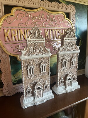 Tkmaxx Weihnachten Lebkuchenhaus Paar mit weißem Glasur Raz Import flache Rückseite