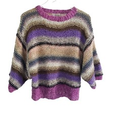 Vintage Gil Aimbez Stripe Sweater Womens Sz Small Purple Oversized Pullover