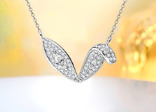 Bunny Ears Pendant, 18K Gold Vermeil Lab Grown White Diamond Necklace