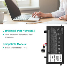 1WND8 Battery J0PGR JOPGR RDYCT For Dell Latitude 12 5285 5290 2-in-1 11.4V 32Wh