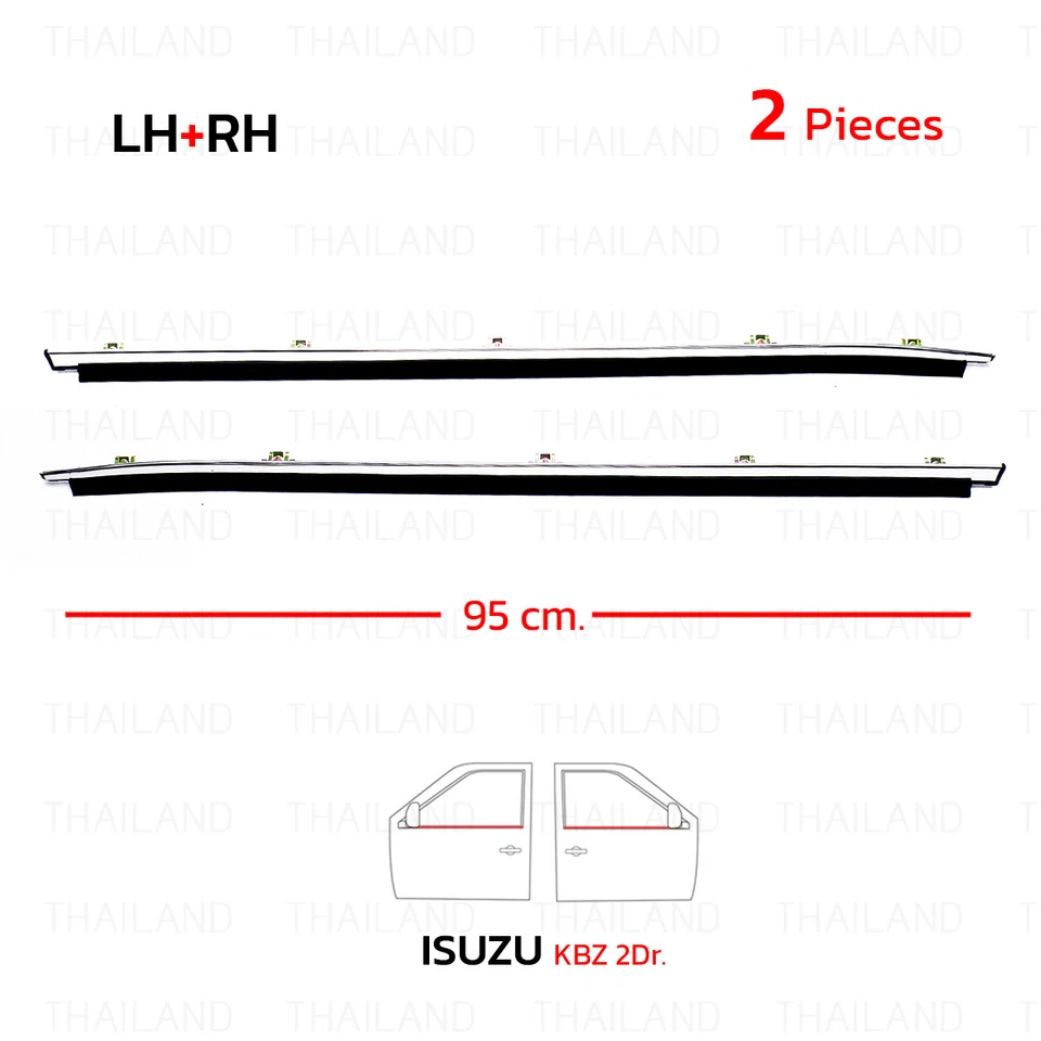 Fits Isuzu KBZ KB LUV 1980 - 88 Pair Outer Front Door Weatherstrip Window Belt - Image 3 of 4