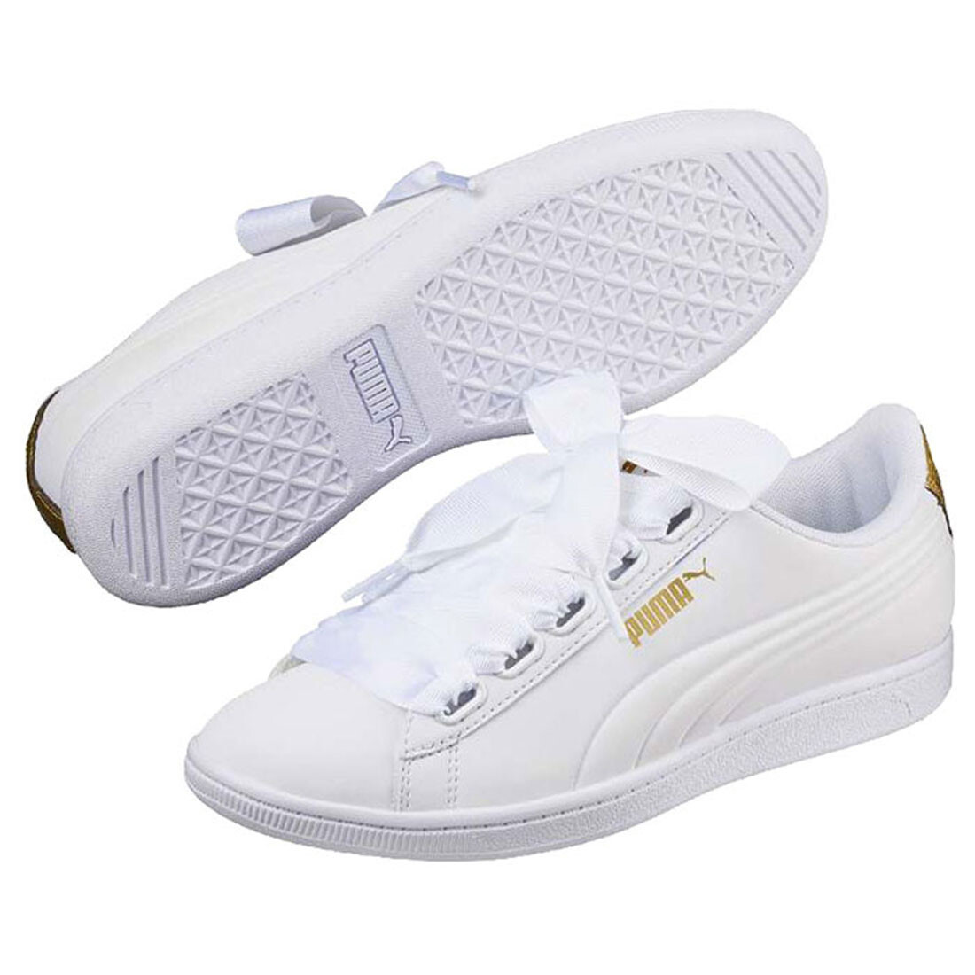 puma white ribbon trainers