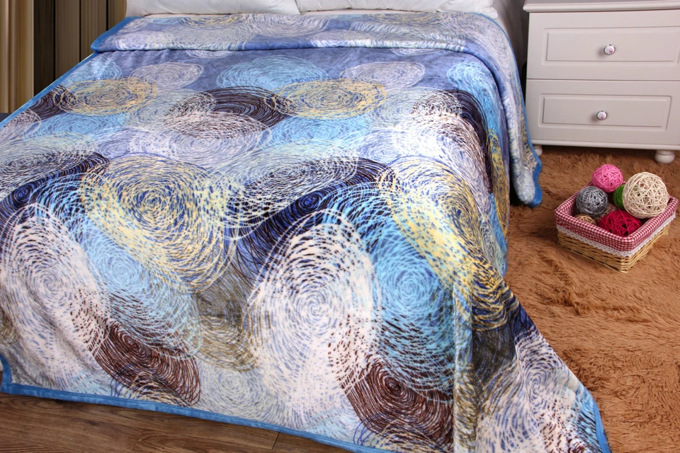 DaDa Bedding Travel Colorful Blue Swirly Soft Warm Flannel Fleece Throw Blanket - Image 2 of 4
