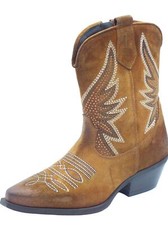 Metisse DX606 Cuoio Tronchetti Texani per Donna in nabuk ingrassato con ricamo g