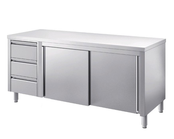 Arbeitsschrank mit Schubladen ALLE GRÖßEN Gastroschrank Edelstahlschrank Schrank