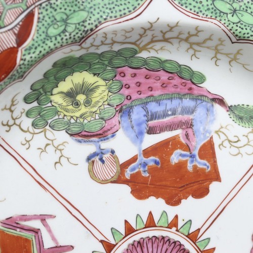 Antique Georgian Worcester Porcelain Plate, c.1770. Dragons In Compartments. - Picture 7 of 11