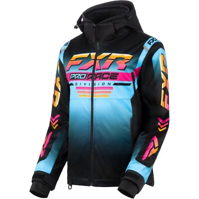 FXR Womens RRX Insulated Snowmobile Jacket Sky Blue/Fuchsia/Tangerine Size 6