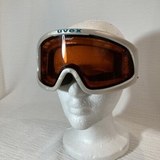 90s Vtg Uvex Ski Googles White Vision Air Adjustable Strap Anti Fog w Bag w Flaw