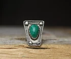 Vintage Native American Sterling Silver Malachite Ring Size 7