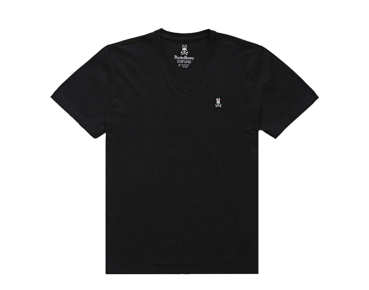 Psycho Bunny Classic V-Neck Black Men's Tee Shirt B6U100ARPC Psycho Bunny Classic V-Neck Black Men's Tee Shirt B6U100ARPC