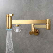 Kitchen Faucet Sink Tap Bathroom Double Modes Brass Modern Wall Mount Folding