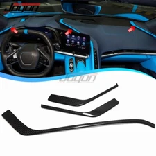 Carbon Fiber Console Side Dashboard Trim Strips For Corvette C8 Stingray 2020-25