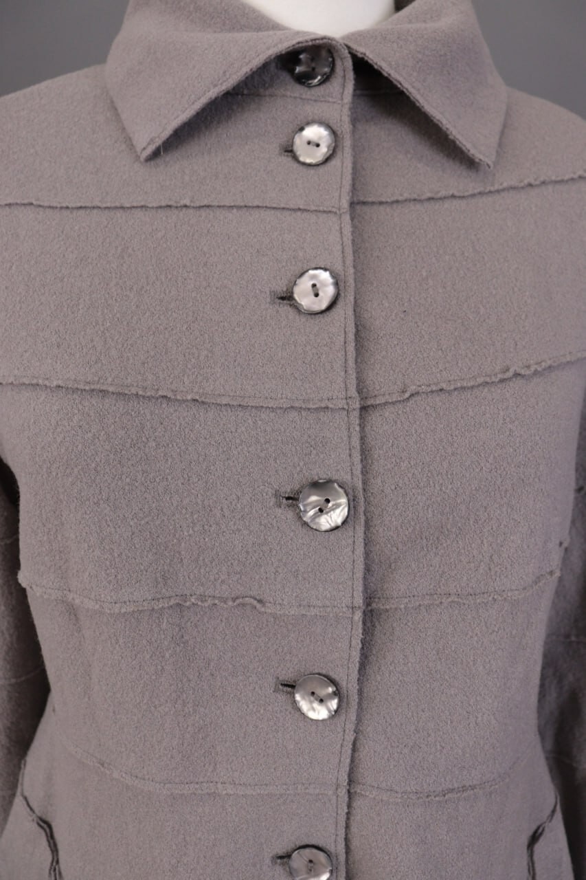 ELEMENTE CLEMENTE Gray Wool Knit Embroidered Sing… - image 12