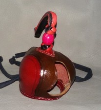 New Falconry Hood Dutch Hand Stitched (Brown & Shiny Red) (All Sizes Available)