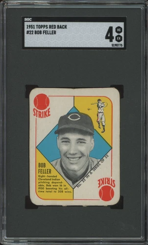 1951 TOPPS RED BACKS BOB FELLER 22 VG-EX SGC 4 BASEBALL CLEVELAND INDIANS
