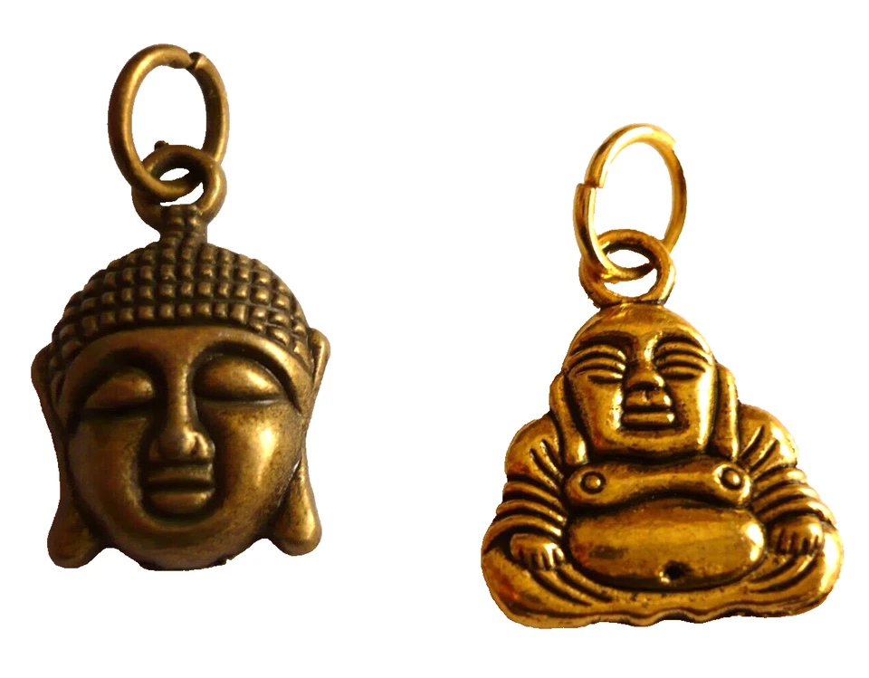 2 Anhänger BUDDHA Tibet Silber gold bronze Schmuck NEU - Bild 1 von 2