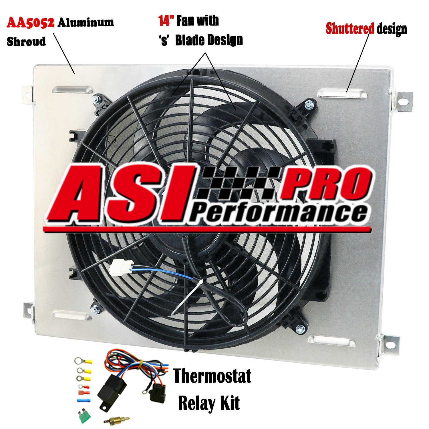 Aluminum Shroud + 14'' Fan + Relay For 1963-70 Ford Mustang Fairlane Torino LTD