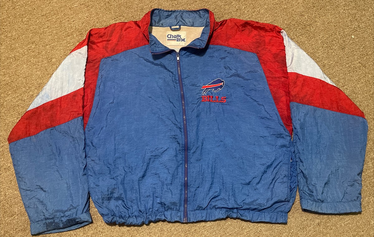 Vintage 80s XL Buffalo Bills NFL Chalk Line Full Zip Windbreaker