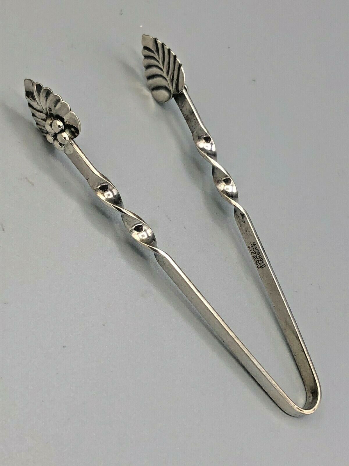 Vintage hand made Sterling Silver Sugar Tongs by Margrove