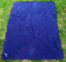 Vtg NAUTICAL Navy Blue FLEECE BLANKET, 44" x 58" - Stadium, Throw, Lap