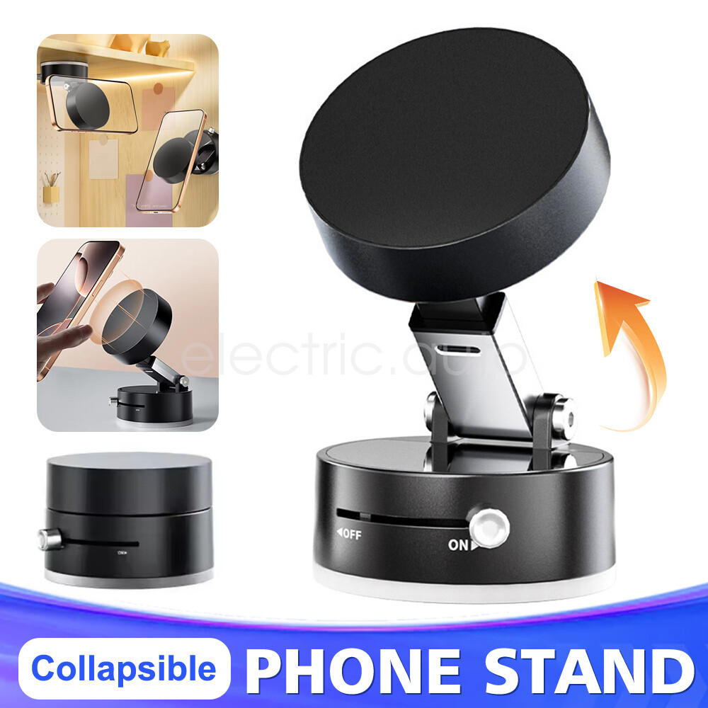 Magnetic Car Phone Holder with Vacuum Suction Cup and Foldable Stand