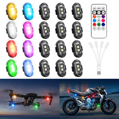 20pcs Wireless LED Strobe Light Remote Control USB Charging Anti-collision Light