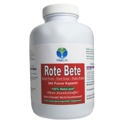 Rote Bete Beete Red Root Rote Rübe 360 Pulver Kapseln Natur Pur. 26317