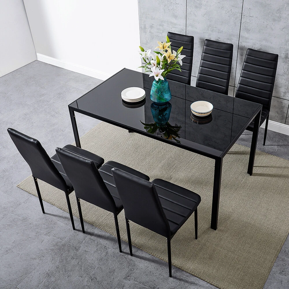3 Colours Dining Table and 4 6 Padded Chairs Set Home Kitchen Furniture New