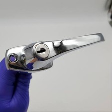 Vintage Garage Door Handle Lock Keyed L Polished Chrome USA Union Made NOS