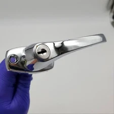 Vintage Garage Door Handle Lock Keyed L Polished Chrome USA Union Made NOS