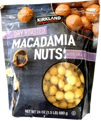 Kirkland Signature Dry Roasted Macadamia Nuts with Sea Salt 24 Oz EXP 12/2026
