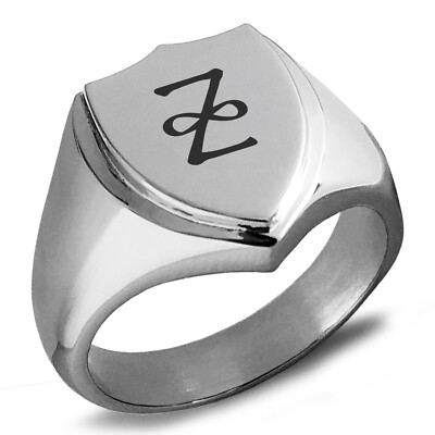 Stainless Steel Reiki Zonar Healing Shield Crest Mens Signet Ring