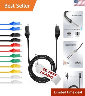 12pcs/20in. Alligator Clips Electrical with Wires UL1015/18AWG, 6 Colors Jump...